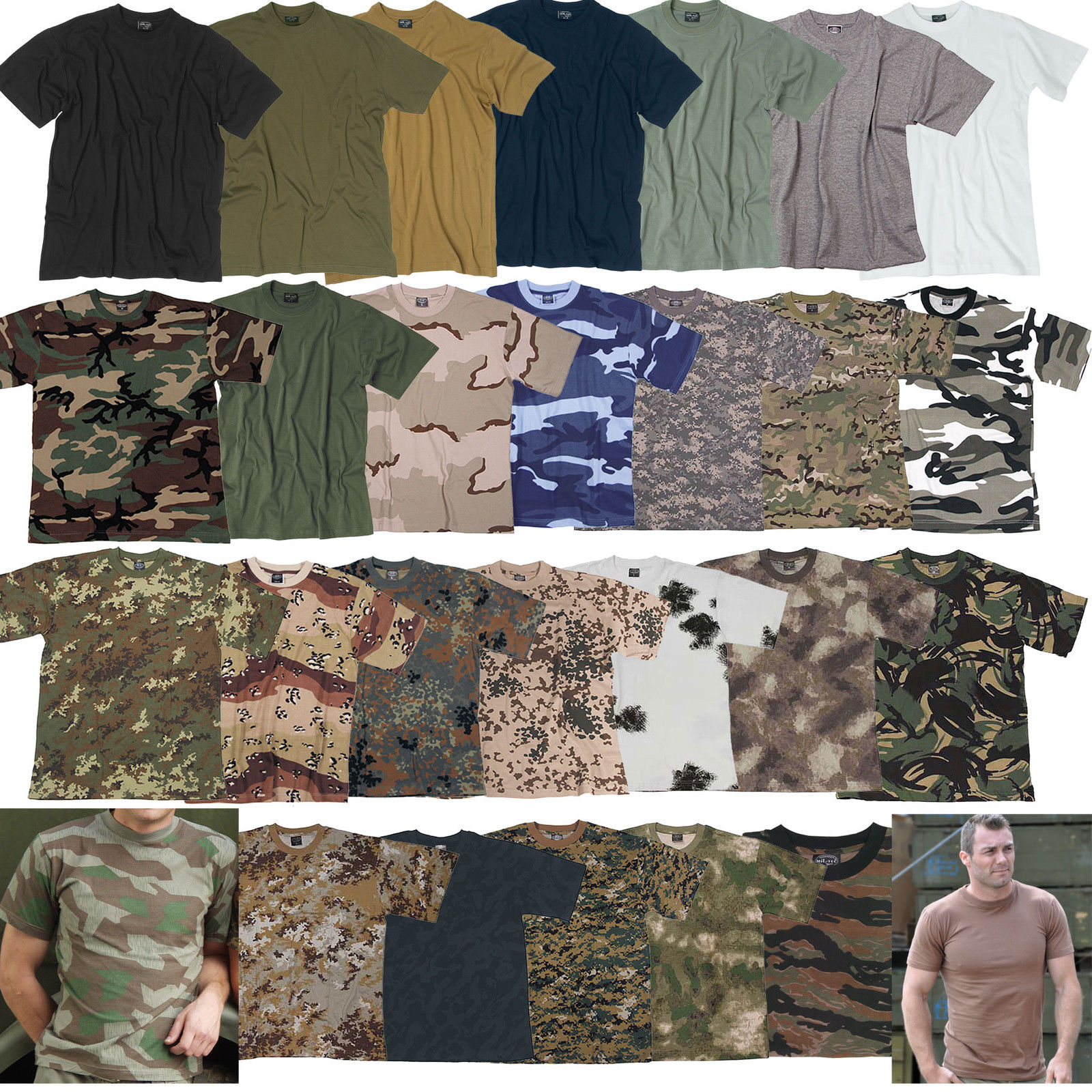 T-shirt US uni ou camouflage