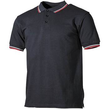 Poloshirt schwarz mit rot-weißen Streifen, S