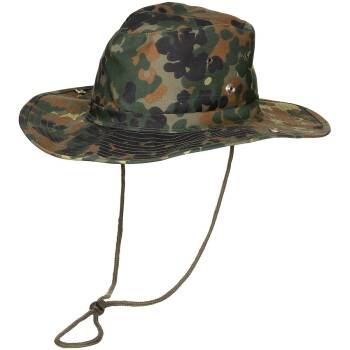 US Buschhut mit Kinnband flecktarn, L