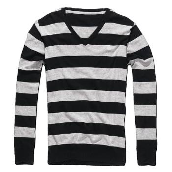BRANDIT London V-Neck Sweater schwarz-grau, XXL