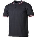 Poloshirt schwarz mit rot-wei&szlig;en Streifen