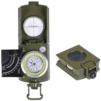 Kompass Marschkompass Metallgehäuse DE Bundeswehr Armeekompass mit Etui Oliv 