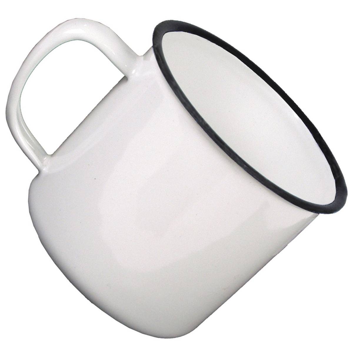 Emaille Tasse weiß-schwarz 350 ml Kaffeebecher Camping Becher Outdoor Geschirr