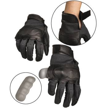 Taktische Handschuhe Leder/Aramid schwarz, XXL
