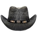 Strohhut Texas mit Hutband, schwarz/braun