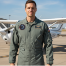 US Fliegerkombi mit Abzeichen oliv