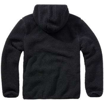Teddyfleece Pullover mit Kapuze schwarz, 7XL