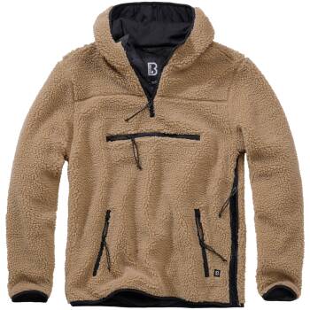 Teddyfleece Pullover mit Kapuze camel, 6XL