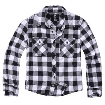 Kinder Checkshirt weiß-schwarz, 146/152