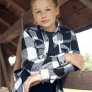 Kinder Checkshirt weiß-schwarz, 146/152