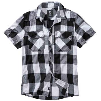 Checkshirt kurzarm weiß-schwarz, 7XL
