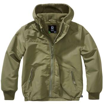 Kinder Windbreaker Frontzip oliv, 122/128