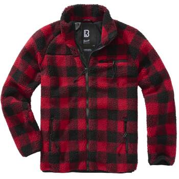 Teddyfleece Jacke rot-schwarz