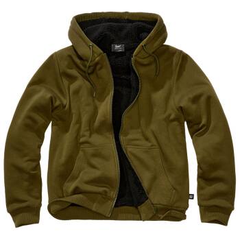 Sweatjacke mit Teddyfutter oliv
