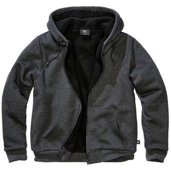 Sweatjacke mit Teddyfutter schwarz-melange