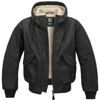 CWU Fliegerjacke mit Kapuze schwarz