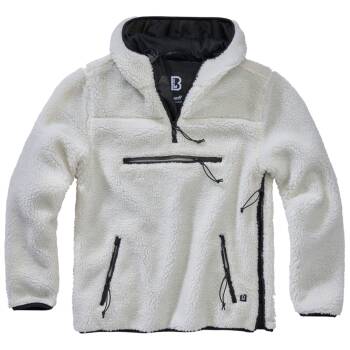 Teddyfleece Pullover mit Kapuze weiß