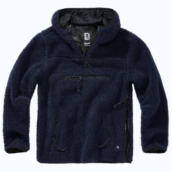 Teddyfleece Pullover mit Kapuze navy-blau