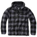 Teddyfleece Pullover mit Kapuze schwarz-grau