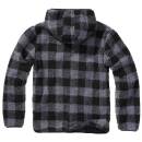 Teddyfleece Pullover mit Kapuze schwarz-grau
