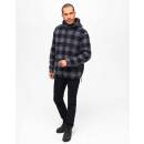 Teddyfleece Pullover mit Kapuze schwarz-grau