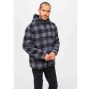 Teddyfleece Pullover mit Kapuze schwarz-grau
