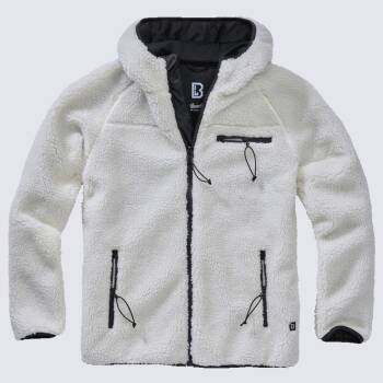 Teddyfleece Worker Jacke mit Kapuze weiß