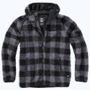 Teddyfleece Worker Jacke mit Kapuze schwarz-grau