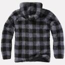 Teddyfleece Worker Jacke mit Kapuze schwarz-grau